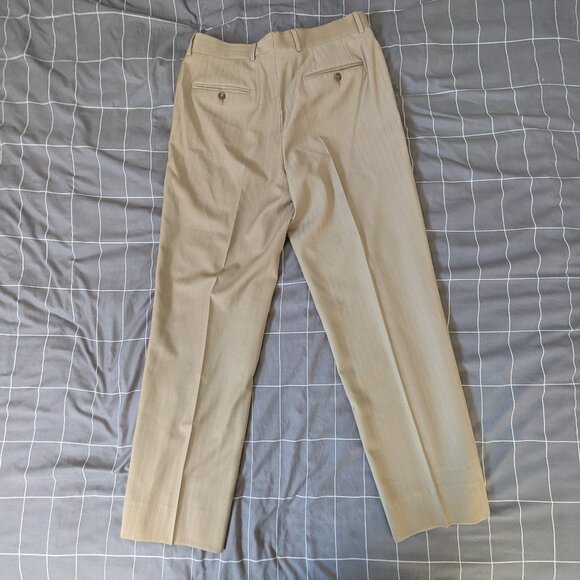 Maranzone Beige Pinstripe Suit Pants - Matching Bundle Offer $10 Off - Picture 2 of 2